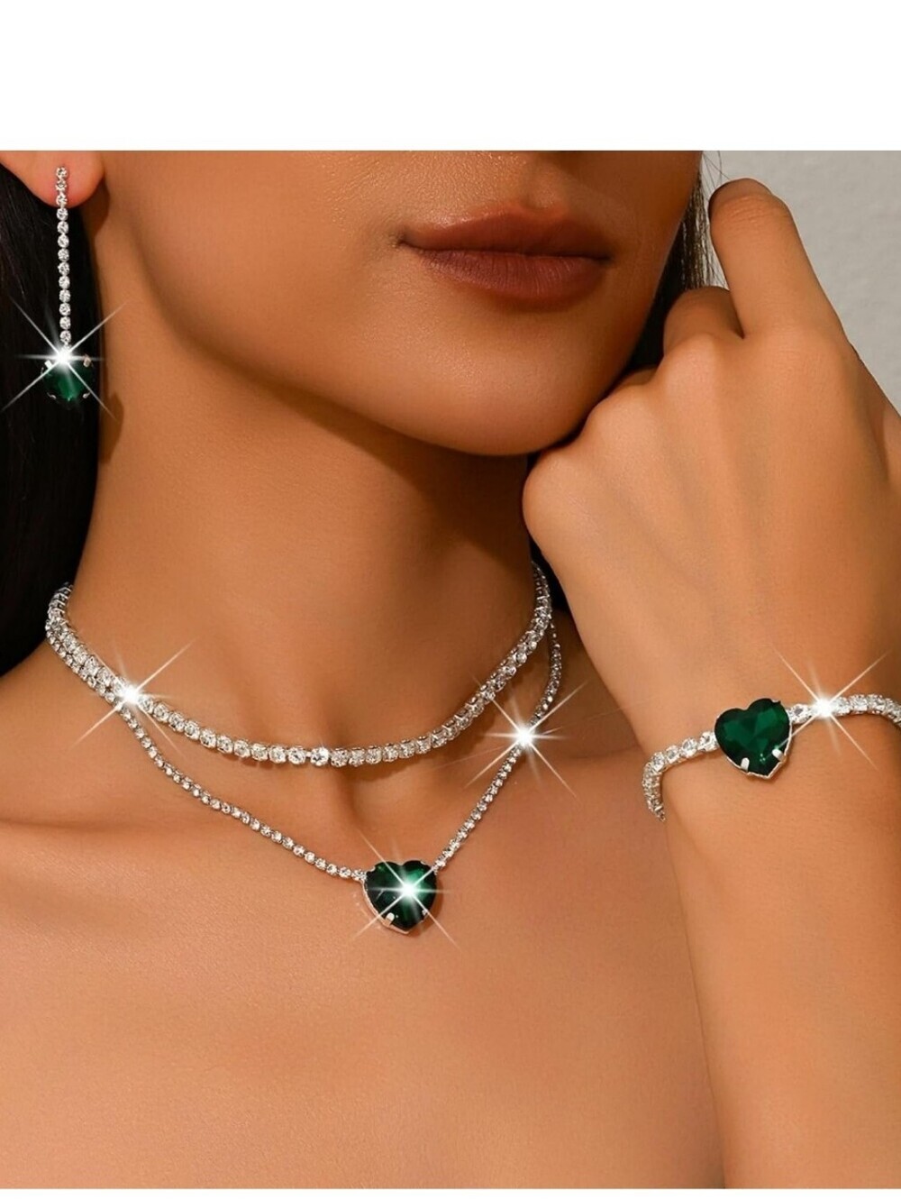 Heart Crystal Jewelry Set - Women